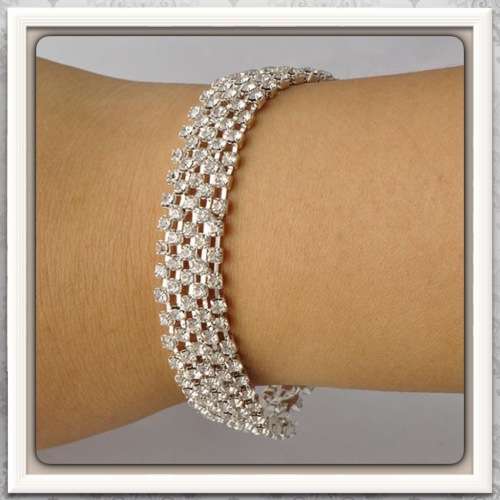 ***EXQUISITE DAZZLING*** DIAMANTÈ CRYSTAL BRIDAL, EVENING WEAR .925 SILVER  BRACELET