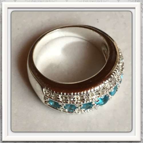***REALLY BEAUTIFUL***HANDMADE BLUE TOPAZ 925 STERLING SILVER RING SIZE 9.5