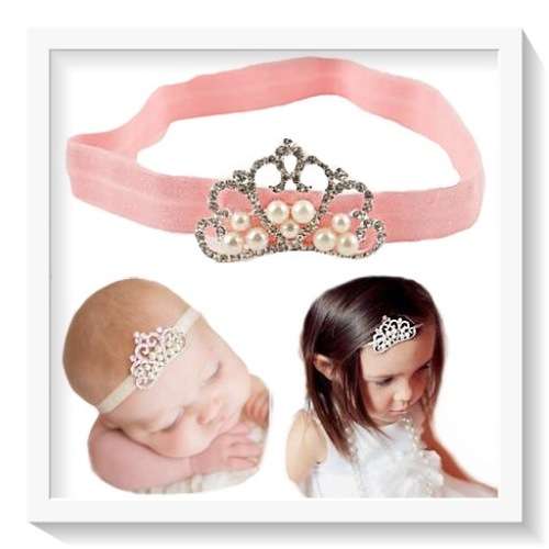 ADORABLE BIRTHDAY PARTY PINK SATIN PRINCESS CROWN HEAD/HAIRBAND BABY/TODDLER ACCESSORY