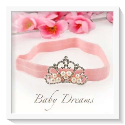 ADORABLE BIRTHDAY PARTY PINK SATIN PRINCESS CROWN HEAD/HAIRBAND BABY/TODDLER ACCESSORY
