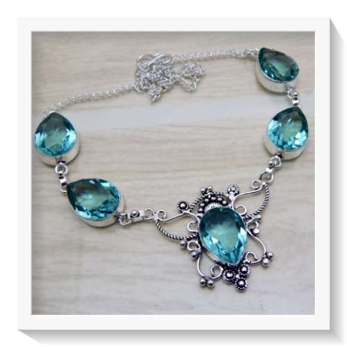 ***SOOO... PRETTY *** SEA FOAM GREEN AMETHYST  925 SILVER NECKLACE