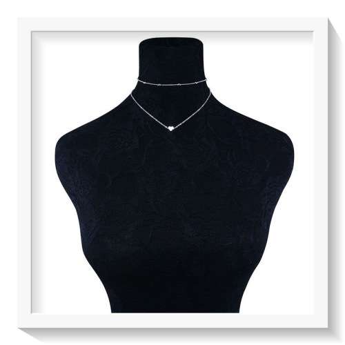 BEAUTIFUL HEART AND BALL DOUBLE CHAIN SILVER CHOKER NECKLACE