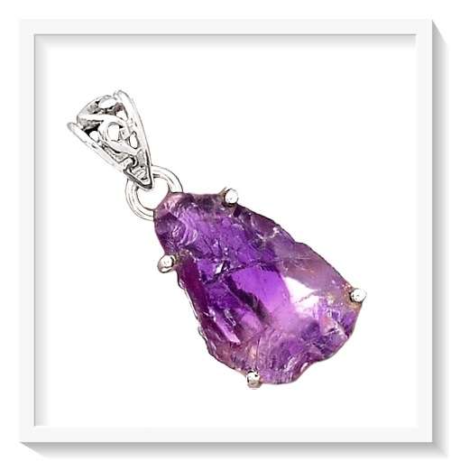 MIND BLOWING BEAUTY  NATURAL PURPLE AMETHYST ROUGH GEMSTONE 925 SILVER PENDANT