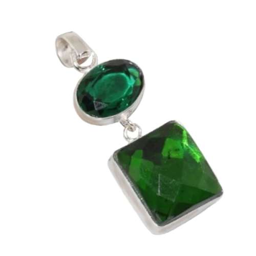 ENCHANTING GREEN RAINBOW TOPAZ GEMSTONE 925 SILVER PENDANT