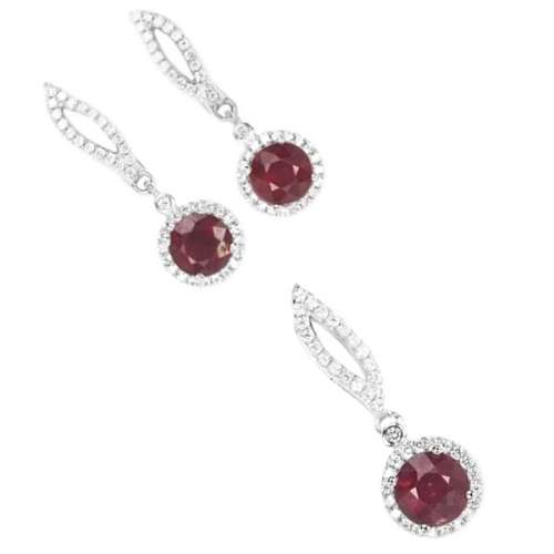 EXQUISITE EARTH MINED ROYAL RUBY SOLID .925 STERLING SILVER  PENDANT & EARRINGS SET
