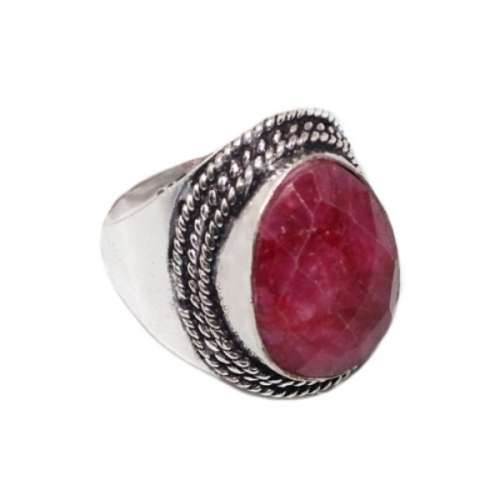 INDIAN RUBY RING SOLID .925 STERLING SILVER SIZE 7