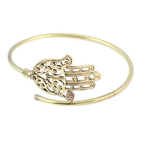 NATURAL NEPALI HAMSA HAND OF GOD SOLID BRASS BANGLE