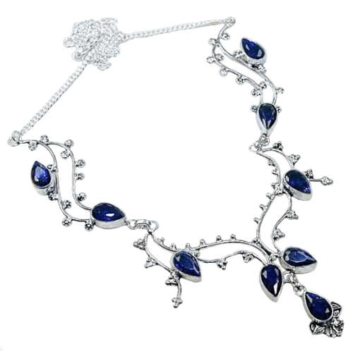 EYE CATCHING IOLITE GEMSTONE 925 SILVER NECKLACE