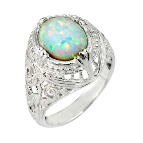 AUSTRALIAN FIRE OPAL GEMSTONE SOLID .925 STERLING RING SIZE 8