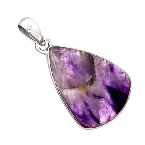 Natural Super 23 Amethyst in Auralite Gemstone Solid .925 Sterling Silver Pendant
