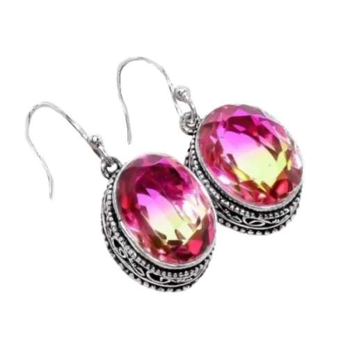 BI-COLOUR TOURMALINE GEMSTONE .925 STERLING SILVER EARRINGS