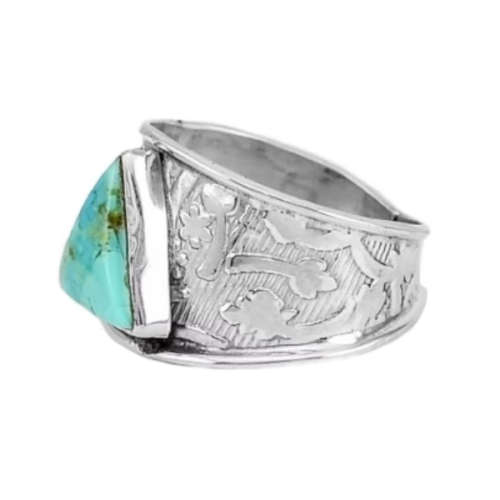 NATURAL MOHAVE TURQUOISE GEMSTONE  SOLID .925 STERLING SILVER RING 9