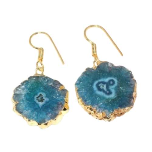 HANDMADE SOLAR QUARTZ GEMSTONE .925 SILVER EARRINGS