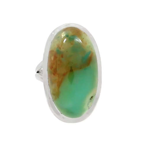 NATURAL AQUAPRASE, GEMSTONE SET IN SOLID .925 STERLING SILVER RING