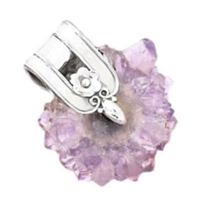 MIND BLOWING BEAUTY  NATURAL PURPLE AMETHYST STALACTITE GEMSTONE 925 SILVER PENDANT
