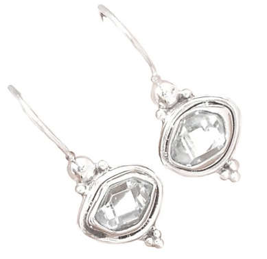 STRIKING NATURAL HERKIMER DIAMOND SOLID STERLING SILVER DANGLING EARRINGS