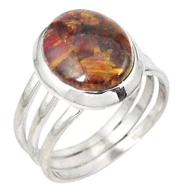 5.13 CTS NATURAL AFRICAN PIETERSITE GEMSTONE SOLID .925 SILVER RING SIZE 7