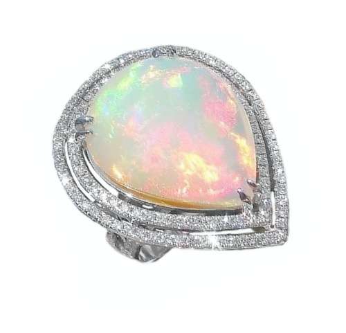 WHITE FIRE OPAL GEMSTONE .925 STERLING FASHION RING SIZE 8