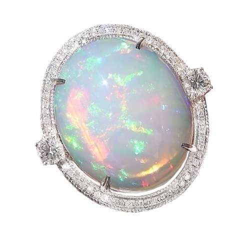 WHITE FIRE OPAL GEMSTONE .925 STERLING FASHION RING SIZE 7