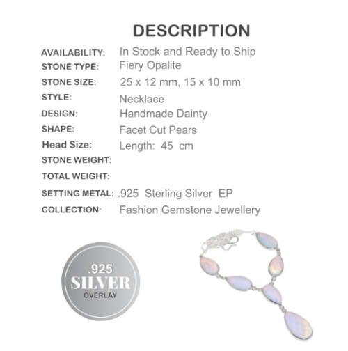 GORGEOUS OPALITE GEMSTONE .925 SILVER NECKLACE