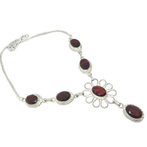 GARNET GEMSTONE .925  STERLING SILVER NECKLACE