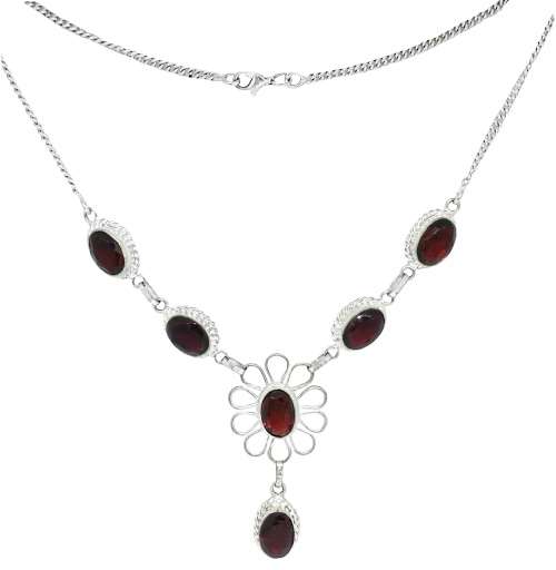 GARNET GEMSTONE .925  STERLING SILVER NECKLACE