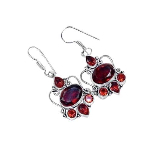EXOTIC GARNET GEMSTONE .925  STERLING SILVER  EARRINGS