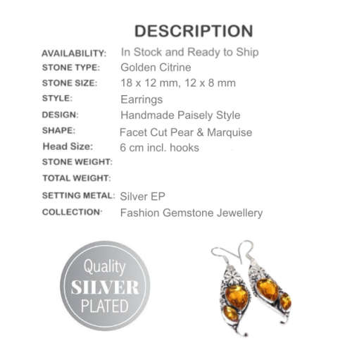 FACETED CITRINE GEMSTONE SILVER EARRINGS