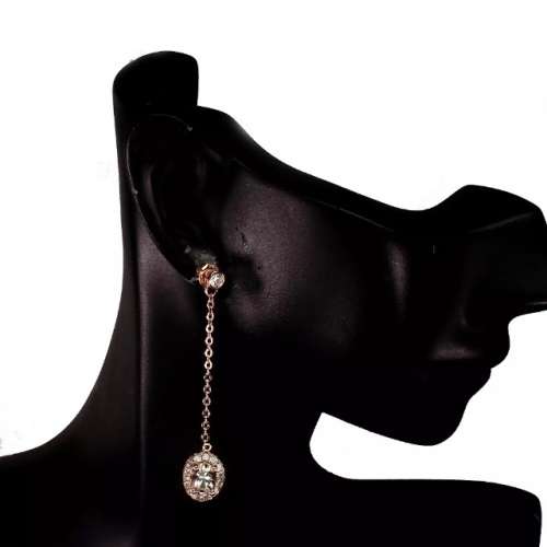 DELUXE ROSE GOLD  NATURAL MORGANITE WHITE CUBIC ZIRCONIA  .SOLID 925 STERLING SILVER  EARRINGS