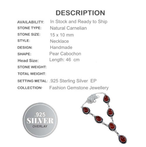 CARNELIAN GEMSTONE .925 SILVER NECKLACE