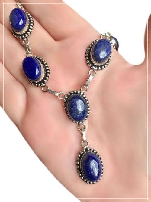 ONE OF A KIND NATURAL LAPIS LAZULI GEMSTONE 925 SILVER NECKLACE