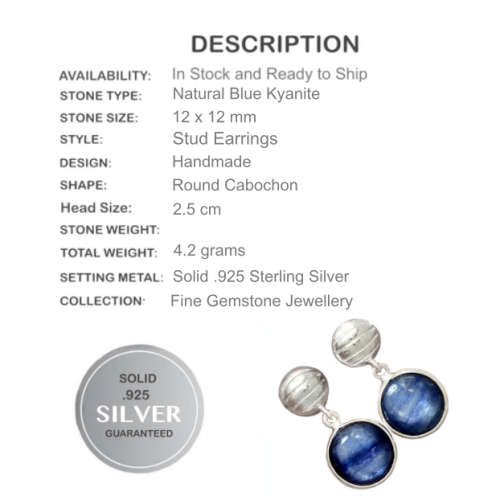 NATURAL KYANITE GEMSTONE .925 STERLING SILVER EARRINGS