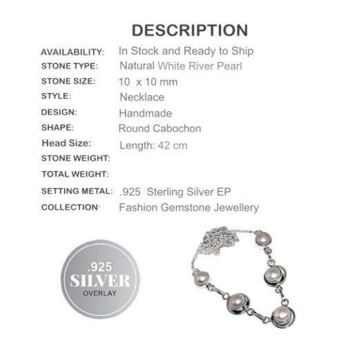 PRETTY PETITE RIVER PEARL .925 STERLING SILVER NECKLACE