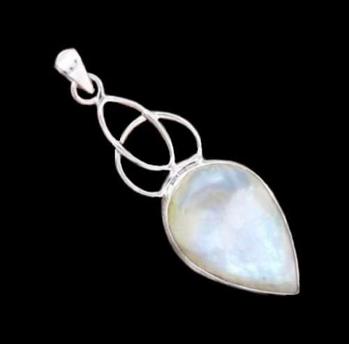Breathtaking Top Grade Celtic Knot Design Natural Rainbow Moonstone Solid .925 Silver Pendant