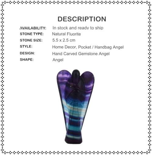 HAND CARVED NATURAL FLUORITE ANGEL POCKET / HOME DECOR/ REIKI