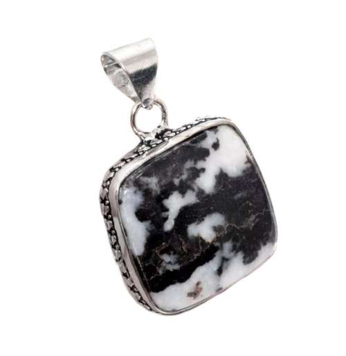 Natural White Buffalo Turquoise .925  Silver Pendant