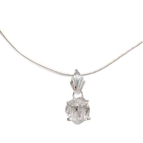 Natural Herkimer Diamond Solid .925 Sterling Silver Pendant & 925 Chain