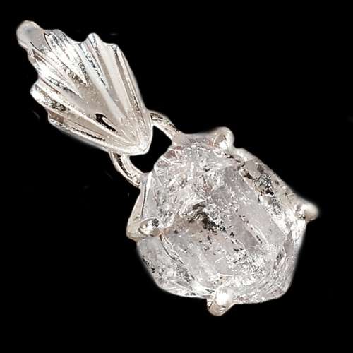 Natural Herkimer Diamond Solid .925 Sterling Silver Pendant & 925 Chain