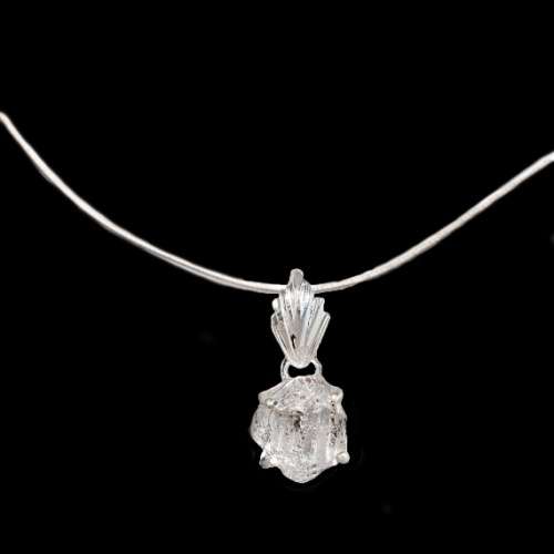Natural Herkimer Diamond Solid .925 Sterling Silver Pendant & 925 Chain