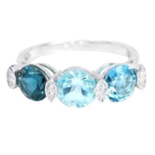 Natural Shades of Sky, Swiss, and London Blue Topaz Gemstone  Solid .925 Silver Size 7 or O