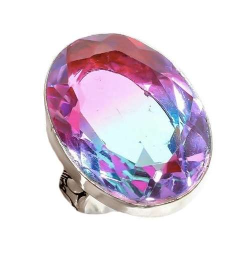 BI-COLOUR TOURMALINE GEMSTONE HALLMARKED 925 SILVER RING SIZE 8