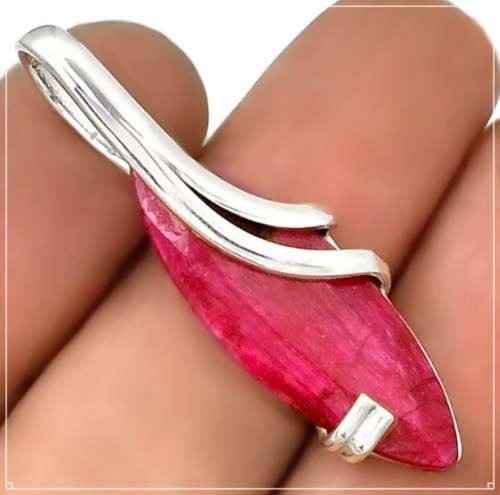 Modern Indian Ruby Marquise Gemstone Solid .925 Sterling Silver Pendant