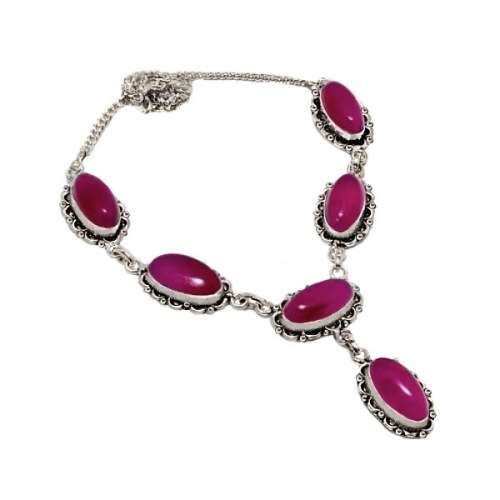 Cherry Ruby Gemstone .925 Sterling Silver Necklace