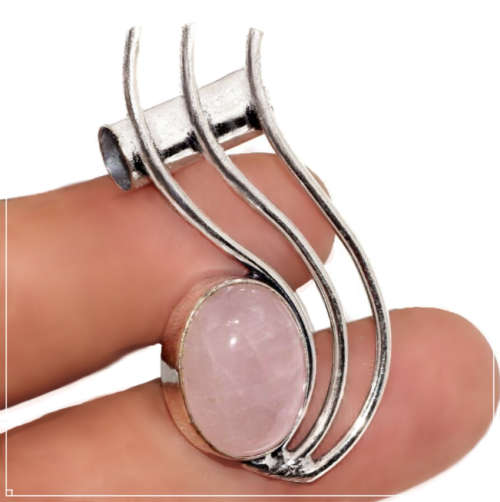 Natural Rose Quartz .925 Sterling Silver Pendant