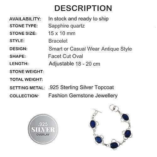 Indian Sapphire Gemstone .925 Silver Bracelet