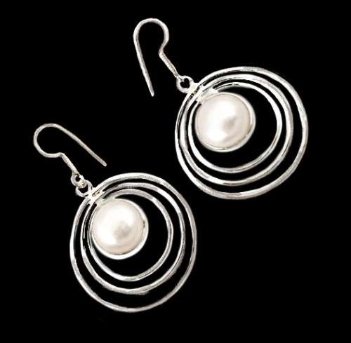 8.99 cts Natural White Pearl Solid .925 Sterling Silver Earrings