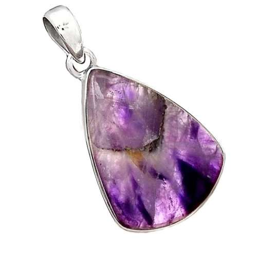Natural Super 23 Amethyst in Auralite Gemstone Solid .925 Sterling Silver Pendant