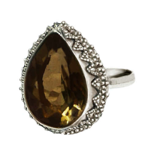 Natural Smoky Topaz 100% .925 Solid Sterling Silver Ring Size 10