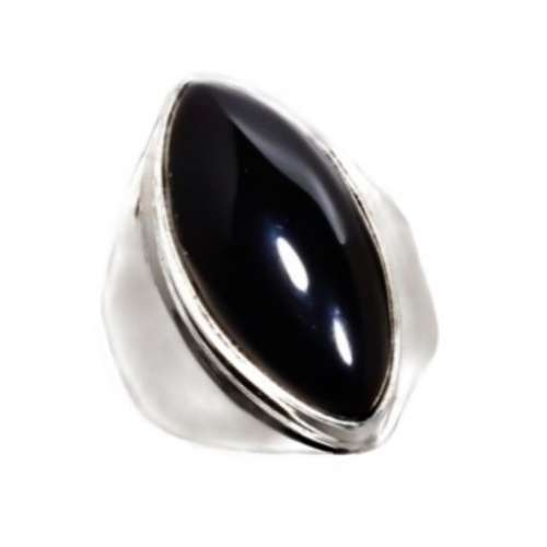 Natural Black Onyx  Gemstone .925  Silver Ring Size 8