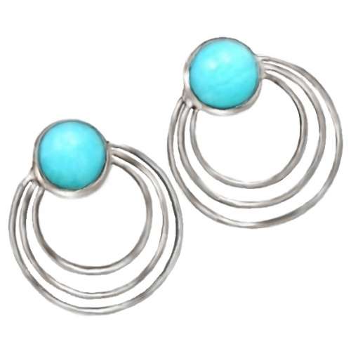 Natural Sleeping Beauty Turquoise  Gemstone .925 Sterling Silver Stud Earrings